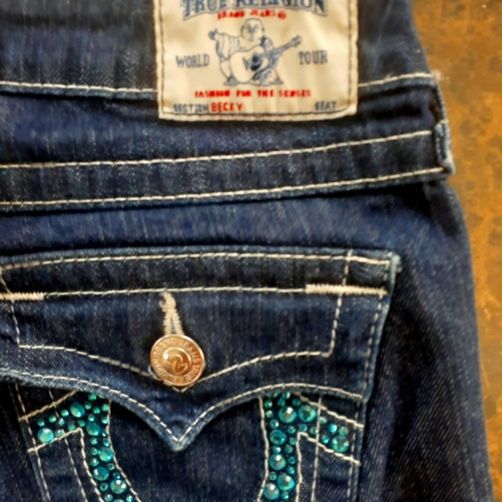 True Religion Rhinestones Dark Blue